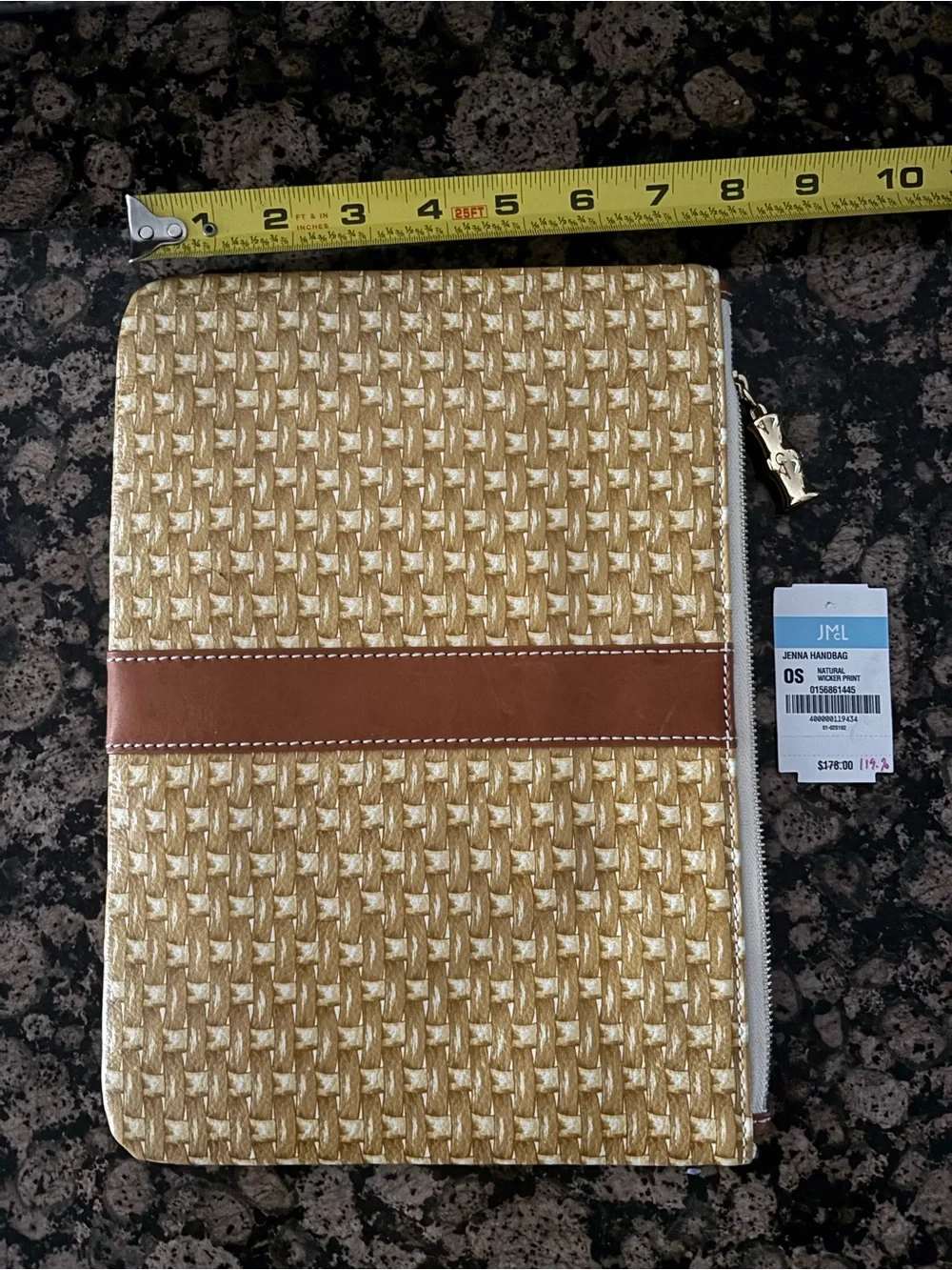 J. McLaughlin Gold Woven Clutch with Brown Accent